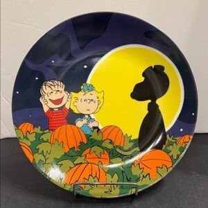 Peanuts Snoopy Halloween Great Pumpkin Charlie Brown Appetizer Plate- NWOT